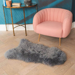 Grey Long Hair British Sheepskin Rug - Large 120x60cm - Luxurious Soft Wool