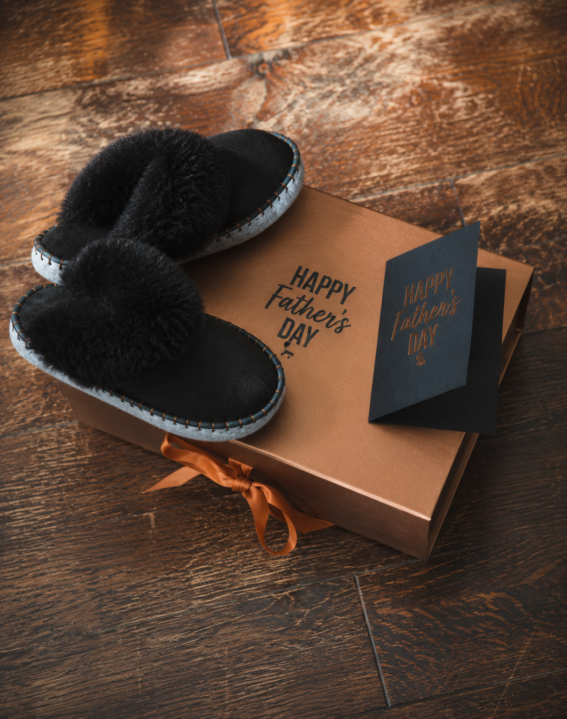 Father's Day black mule Sheepers slippers box set