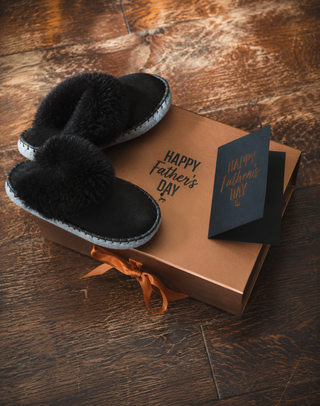 Father's Day black mule Sheepers slippers box set