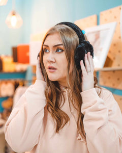 Black sheepskin ear muffs