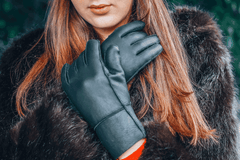 Black sheepskin gloves