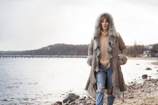 Grey toscana shearling coat