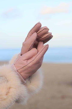 Pink Stitch Sheepskin Gloves