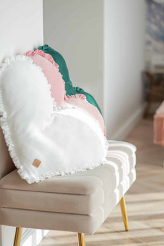 Snow Heart Pillow with Frills