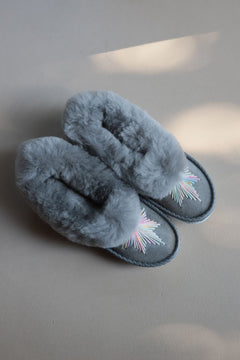 Thumper Grey Sheepskin Slippers | Women's mocassin Slippers