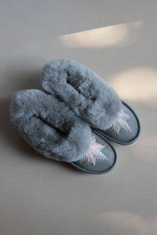 Thumper Grey Sheepskin Slippers | Women's mocassin Slippers