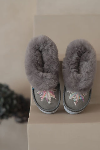 Thumper Grey Sheepskin Slippers | Women's mocassin Slippers
