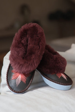 Cranberry Sheepers Sheepskin Slippers