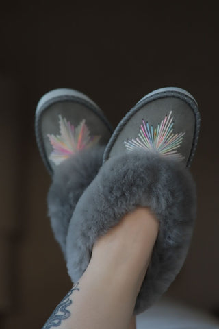 Thumper Grey Sheepskin Slippers | Women's mocassin Slippers
