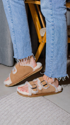 Birken sheepskin lined women's sandals
