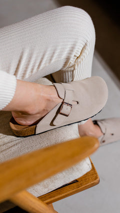 Suede leather closed toe sandals SAND
