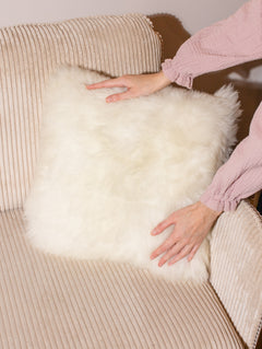 Sheepskin cream cushion 40cm x 40cm