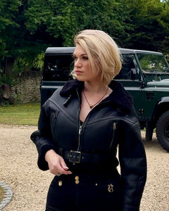 Shearling Cropped Black Jacket – Shearling Lined Leather Outerwear