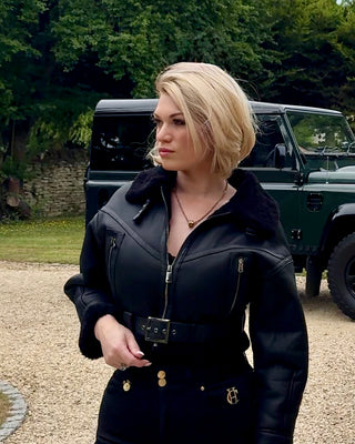 Shearling Cropped Black Jacket – Shearling Lined Leather Outerwear
