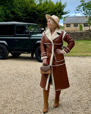 Camel & Cream Sheepskin Coat