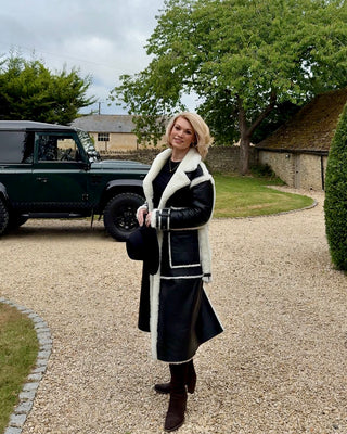 Black and white Sheepskin Coat – Timeless Elegance and Warmth