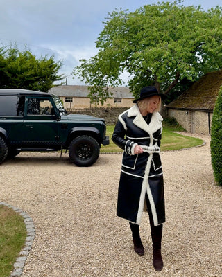 Black and white Sheepskin Coat – Timeless Elegance and Warmth