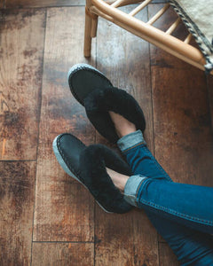 Men’s Black Moccasin Sheepers